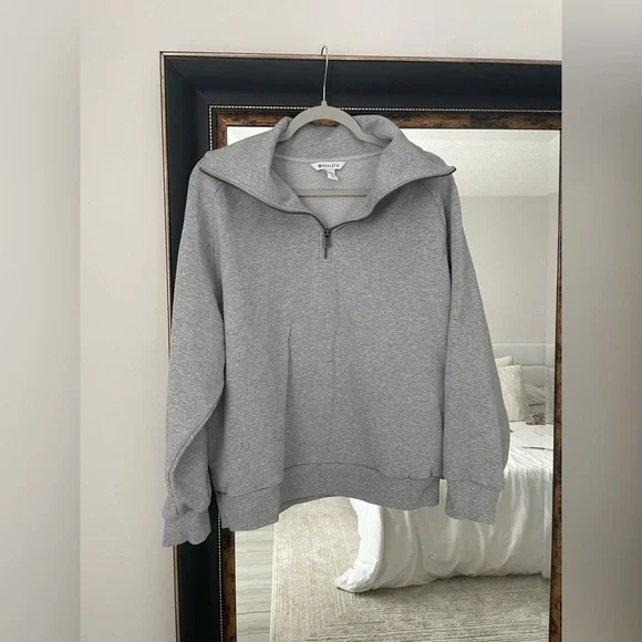 Athleta Gray Fleece Half-Zip Pullover Sweatshirt - Picture 2 of 5